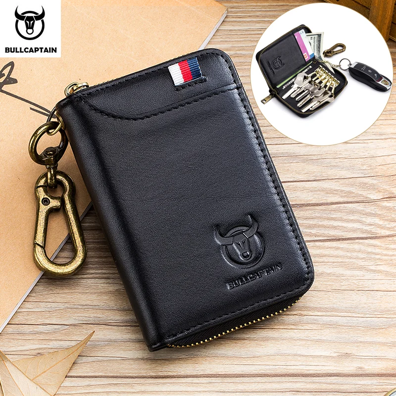 Top Trends: BULLCAPTAIN Leather Men&#039;s Key Bag Fashion Storage Bags Car Cover Compact Mini Card Holder Coin Purse Man Butler Keychain Shoppable Styles