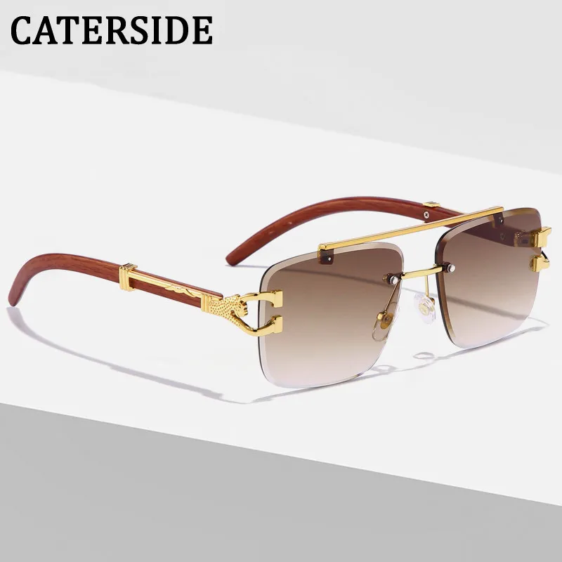 Top Trends: CATERSIDE Retro Square Sunglasses Men Women 2022 Luxury Brand Designer Gold Lion Decoration Sun Glasses Men Travelling Eyewear Shoppable Styles