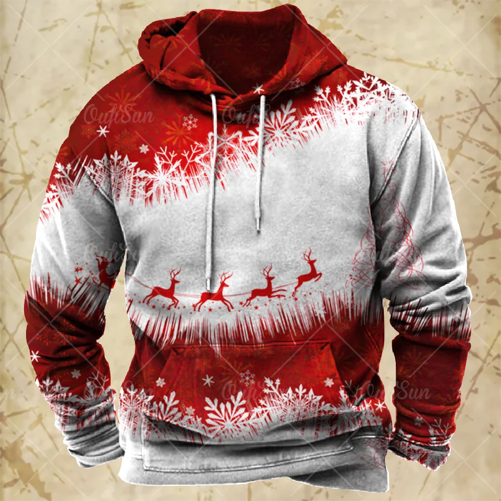 Top Trends: Autumn And Winter Men's Hooded Sweatshirt Vintage Christmas Printed Hoodie Casual Holiday Pullover Top Male Oversized Streetwear Shoppable Styles