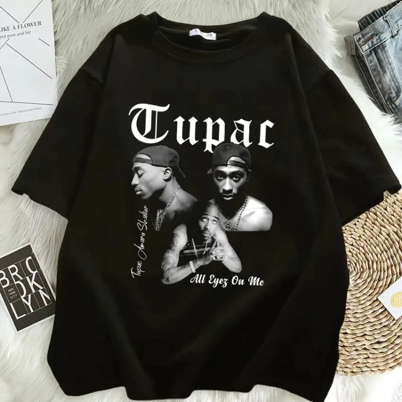 Top Trends: 2023 Summer Fashion T-shirt Rapper Tupac Tops Hip Hop Streetwear Oversized Short Sleeves Tee Shirt Men Women Cotton T Shirt Shoppable Styles