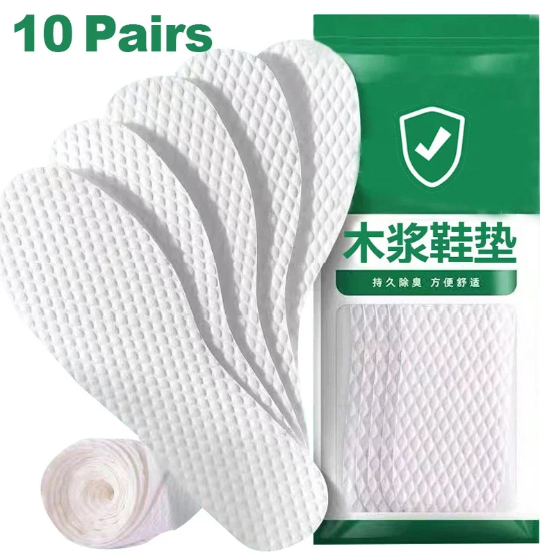 Top Trends: 5 / 10 Pairs Disposable Insoles Natural Wood Pulp Insole For Women Men Summer Thin Breathable Deodorant Sweat Absorption Shoe Pads Shoppable Styles