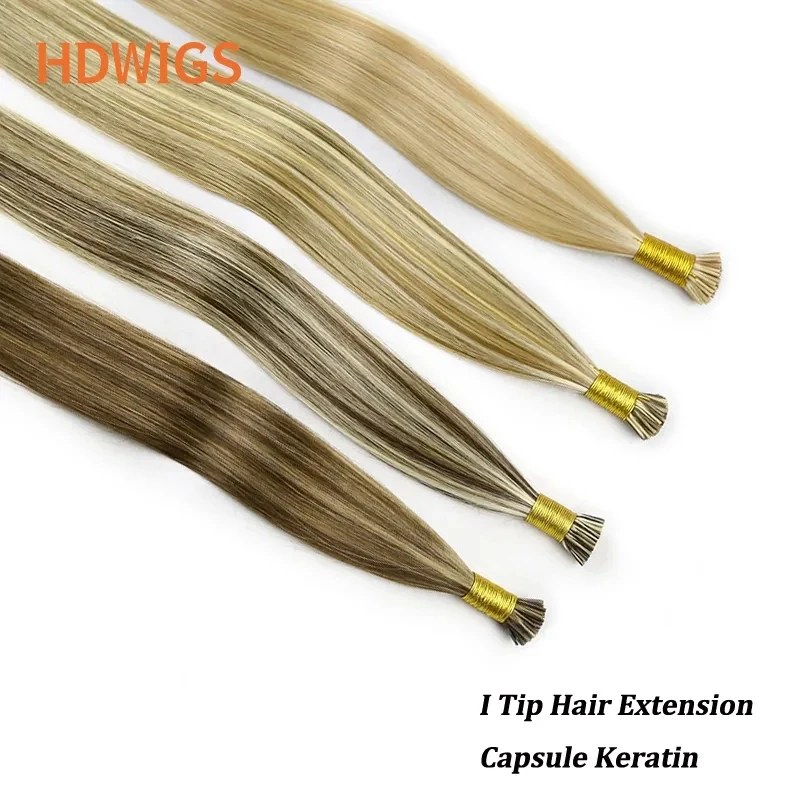 Top Trends: Human Hair Extension Straight I-Tip Hair Extensions Natural Human Fusion Hair Capsule Keratin Machine Made 0.8g / pc 50pcs 40g 30% Shoppable Styles