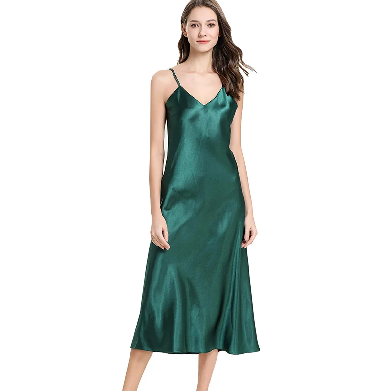 Top Trends: Women's Satin Nightgown Long Slip Sleep Dress Silk V Neck Sleepwear Solid Color Nightwear Shoppable Styles