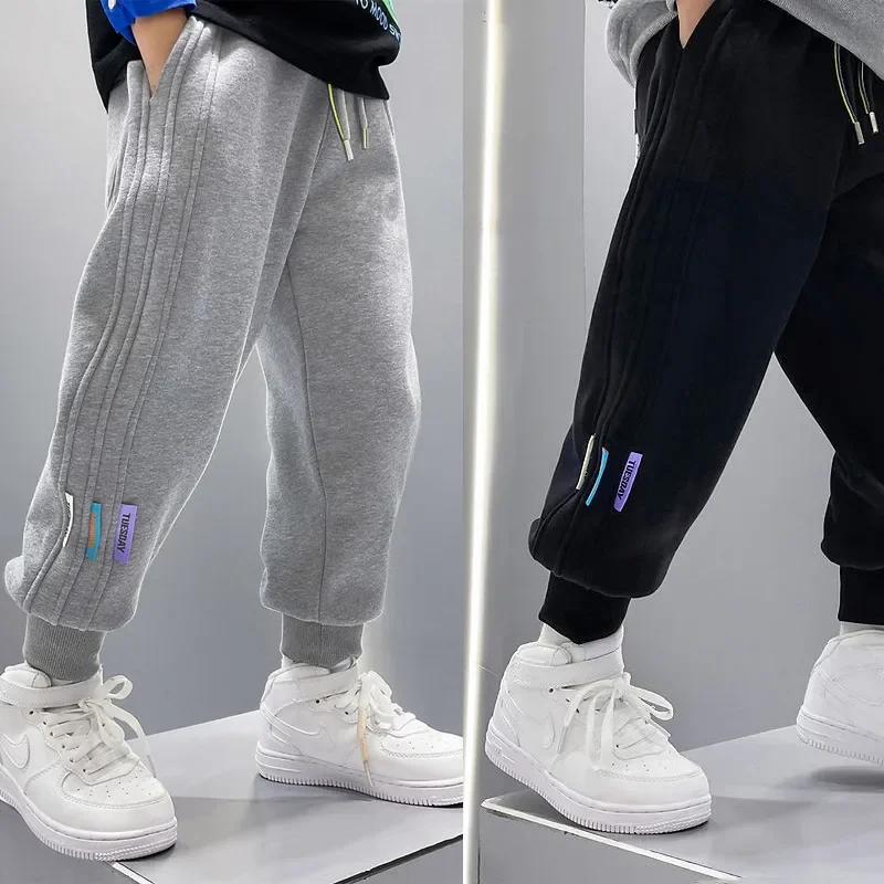 Top Trends: Spring Autumn Kids Teenage Boys Casual School Sport Pants Fleece Trousers Jogger Pant For Children Loose Sweatpant Boys Clothes Shoppable Styles