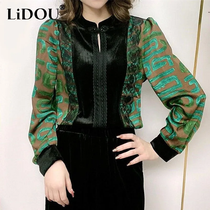 Top Trends: Tops Women New Spring Autumn Ruffled Long Sleeve Pullovers Printing Floral Office Lady Korean Style Elegant Fashion Popularity Shoppable Styles