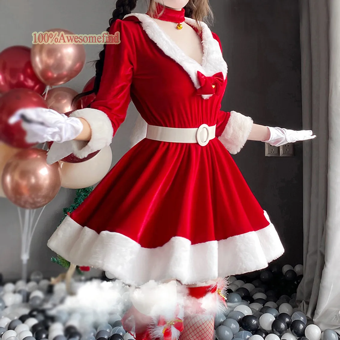 Top Trends: 2022 Women Christmas Xmas Lady Santa Claus Cosplay Costume Sexy Lingerie Winter Long Sleeve Red Dress Maid Bunny Girl Uniform Shoppable Styles