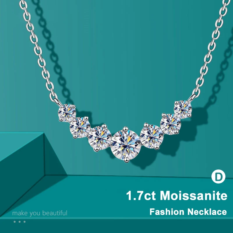 Top Trends: Moissanite Necklace For Woman Wedding Fine Jewely With Certificates 925 Sterling Sliver Plated 18k White Gold Necklace Shoppable Styles