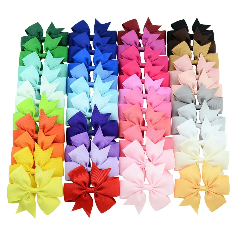 Top Trends: 1 Pcs Colors Solid Grosgrain Ribbon Bows Clips Hairpin Girl&#039;s Hair Bows Boutique Hair Clip Headware Kids Hair Accessories 564 Shoppable Styles