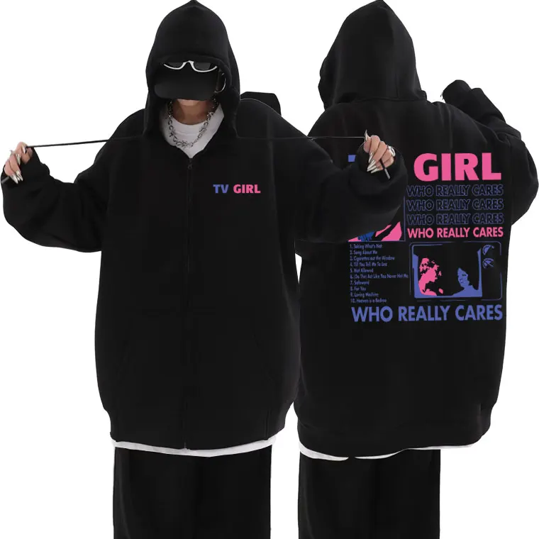 Top Trends: TV Girl Who Really Cares Music Album Zipper Hoodie Unisex French Exit Album Zip Up Jacket Men Women Vintage Oversized Sweatshirt Shoppable Styles