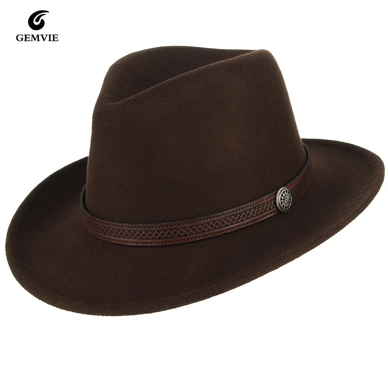 Top Trends: Fashion Women Men Fedoras Western Cowboy Hat Lady Sombrero Hombre Metal Piece Decoration Cowgirl Jazz Sun Caps Size 57CM Shoppable Styles