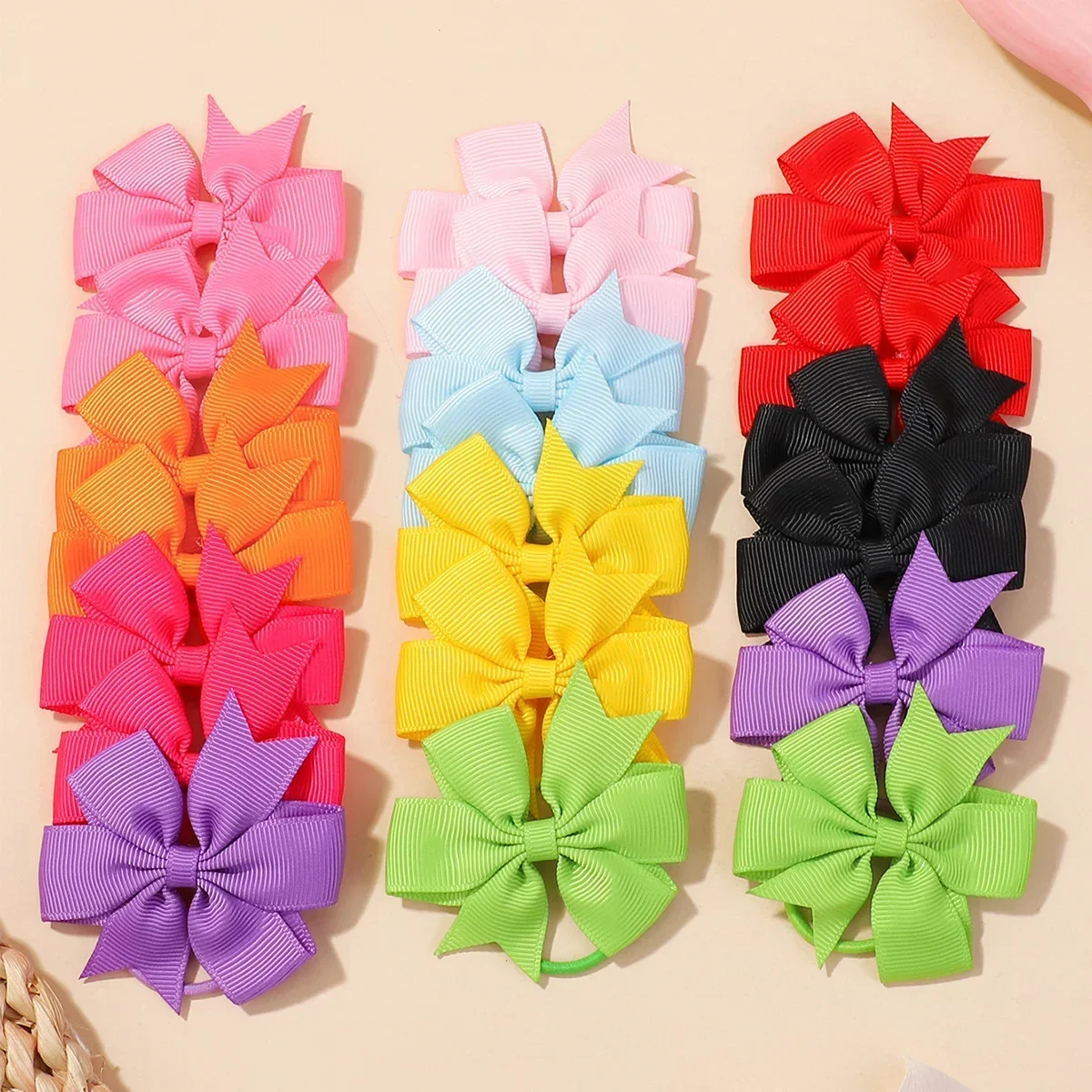 Top Trends: 20PCS / Set New Bowknots Elastic Hair Bands For Girls Hair Rope Hair Tie Ponytail Holder Kids Baby Hair Accessories New Year Gift Shoppable Styles