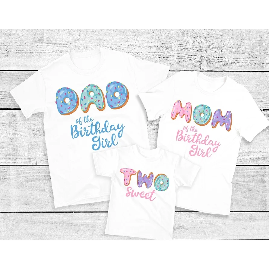 Top Trends: Lovely Donut Design Family Tshirt Two Sweet Matching Clothes Dad Mom Bro Sister 2 Year Old Birthday Girl T-shirt Shoppable Styles