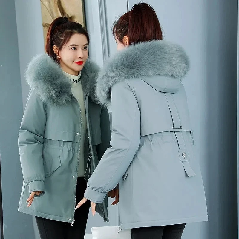 Top Trends: 2022 New Winter Jacket Snow Wear Coats Women Parkas Wool Liner Hooded Parkas With Fur Collar Warm Cotton Clothes Outwear Shoppable Styles