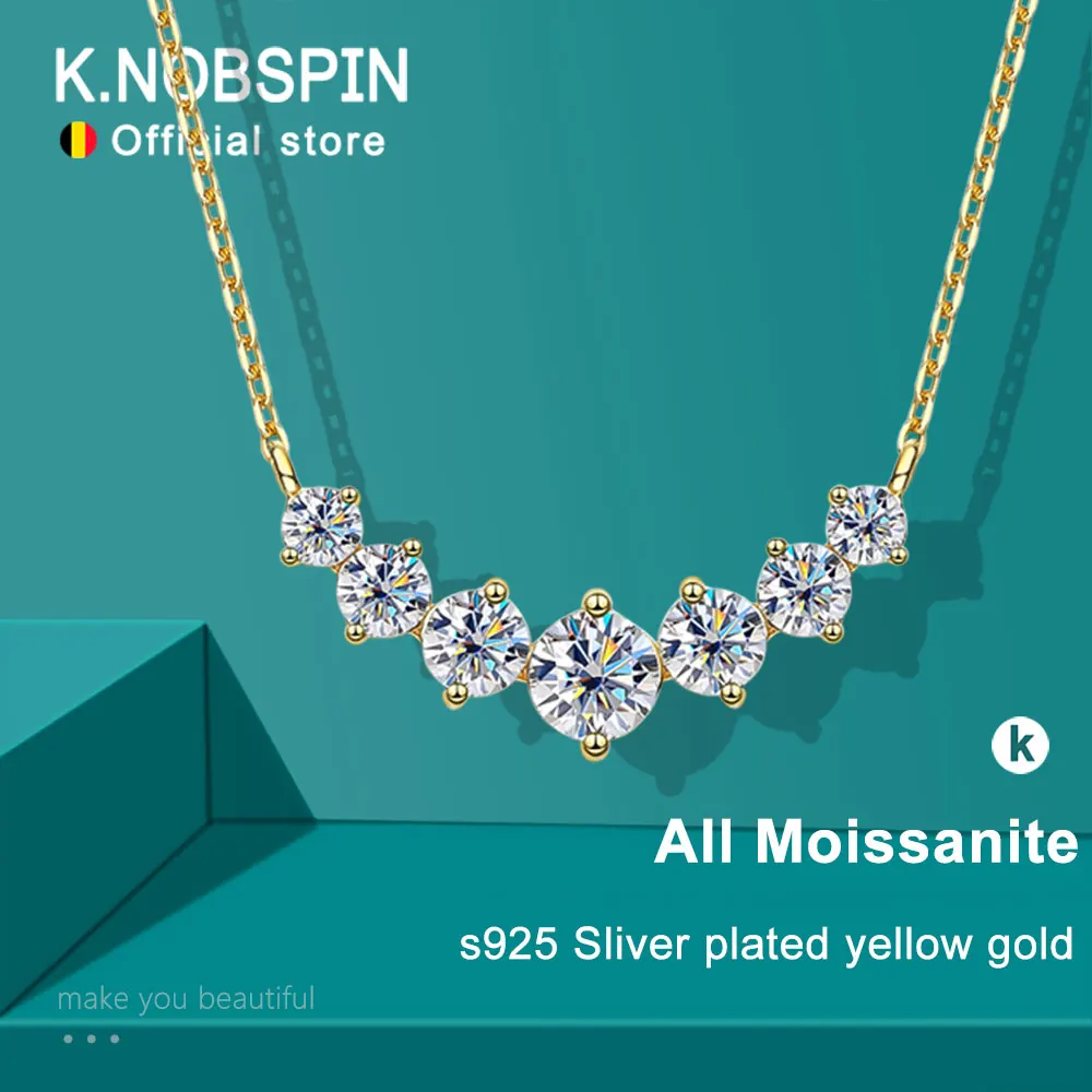 Top Trends: KNOBSPIN D VVS1 Moissanite Pendant Necklaces For Women Trendy Party Jewelry GRA Certified 925 Sliver Plated Yellow Gold Necklace Shoppable Styles