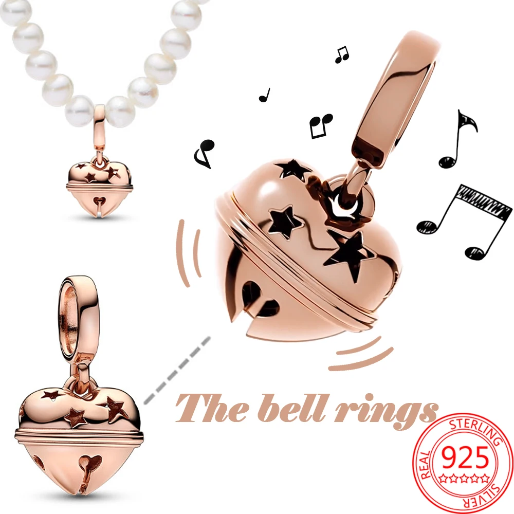 Top Trends: New 925 Silver Rose Gold Festive Star Bell Dangle Charm Fit Pandora Bracelet DIY Necklace Pendant Women&#039;s Jewelry Gift Shoppable Styles