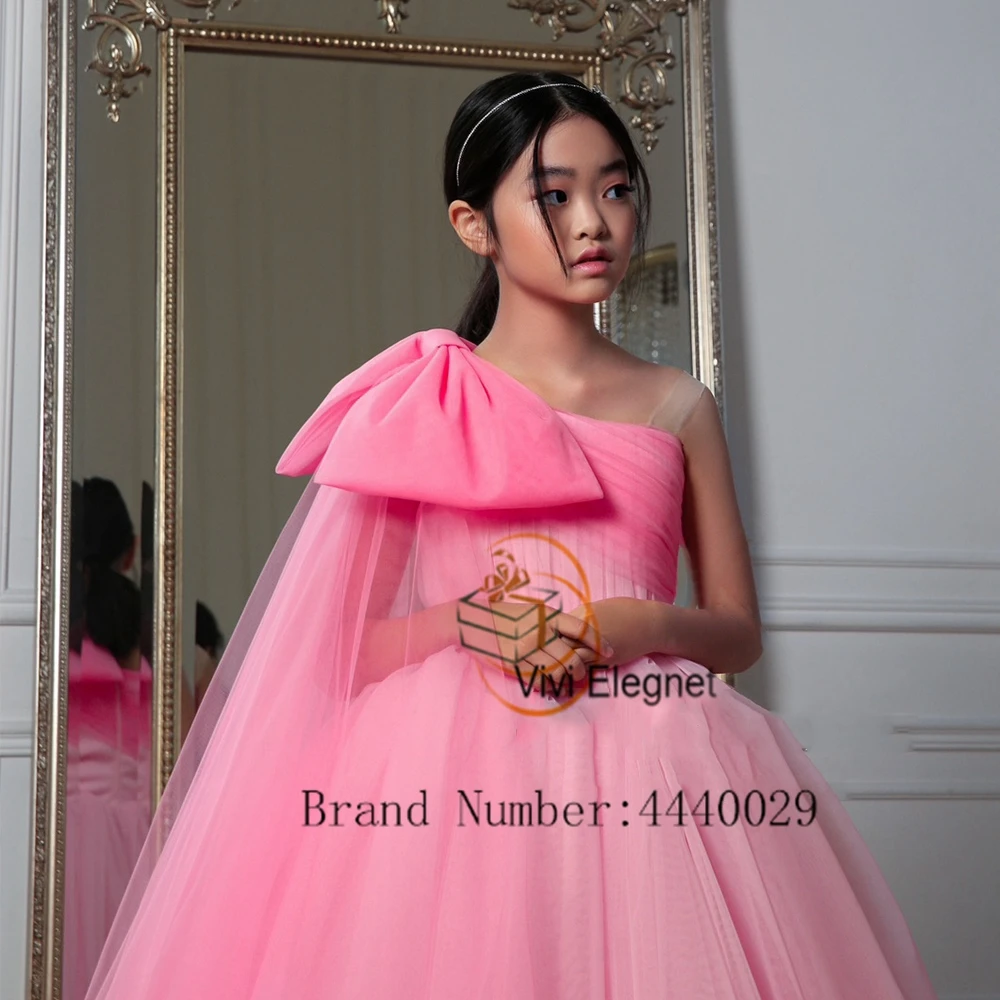 Top Trends: Pink Soft Tulle Flower Girl Dresses For Birthday With Bow Sleeveless Wedding Party Gowns Princess 2023 Summer فساتين اطفال للعيد Shoppable Styles