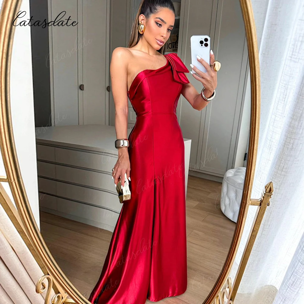 Top Trends: Catasdate Long Party Dress One Shoulder Evening Dress For Women Formal Dresses For Special Events High Slit Vestidos De Festa Shoppable Styles