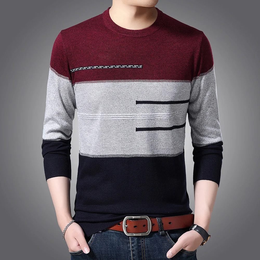 Top Trends: Brand Male Pullover Sweater Men Knitted Jersey Striped O-collar Sweaters Mens Knitwear Clothes Casual Mens Clothing MZL053 Shoppable Styles