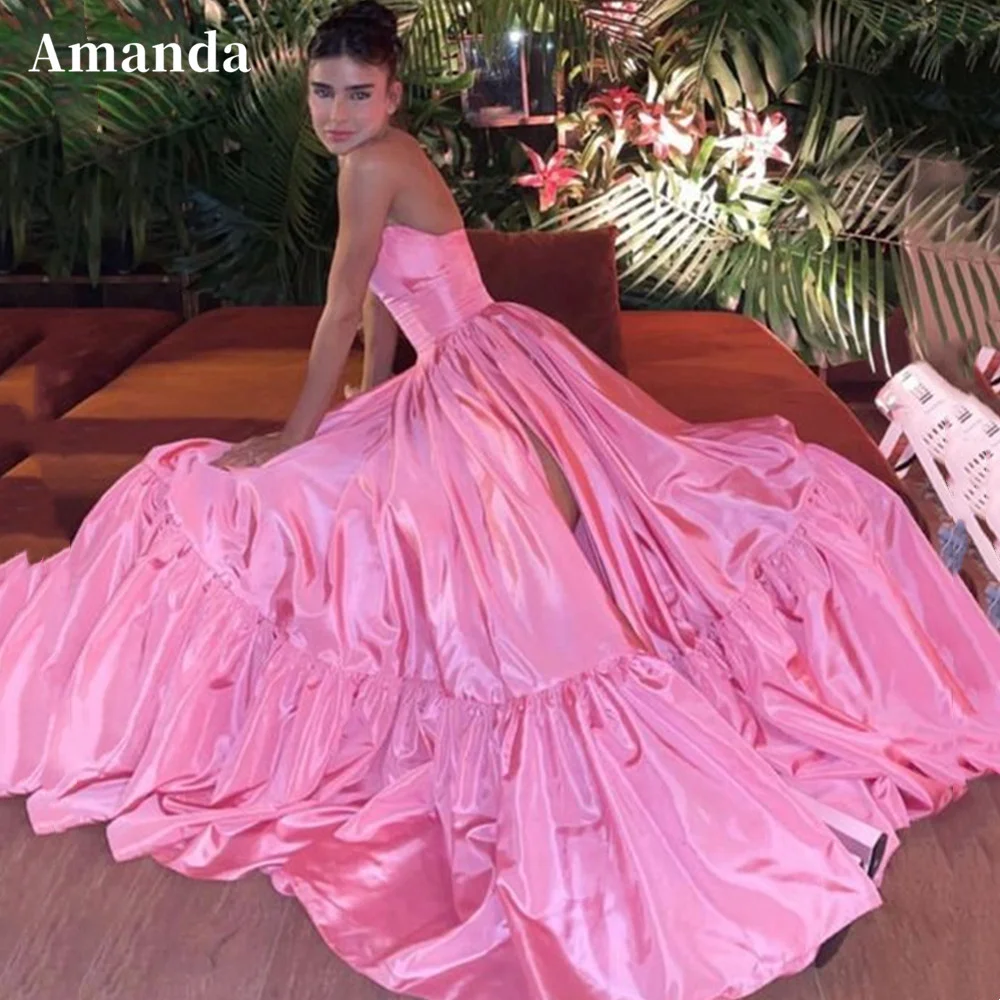 Top Trends: Amanda Baby Pink Formal Occasion Dresses Simple Silk A-line Prom Dress 2023 Sexy Strapless فستان سهرة Silk A-line Party Dress Shoppable Styles