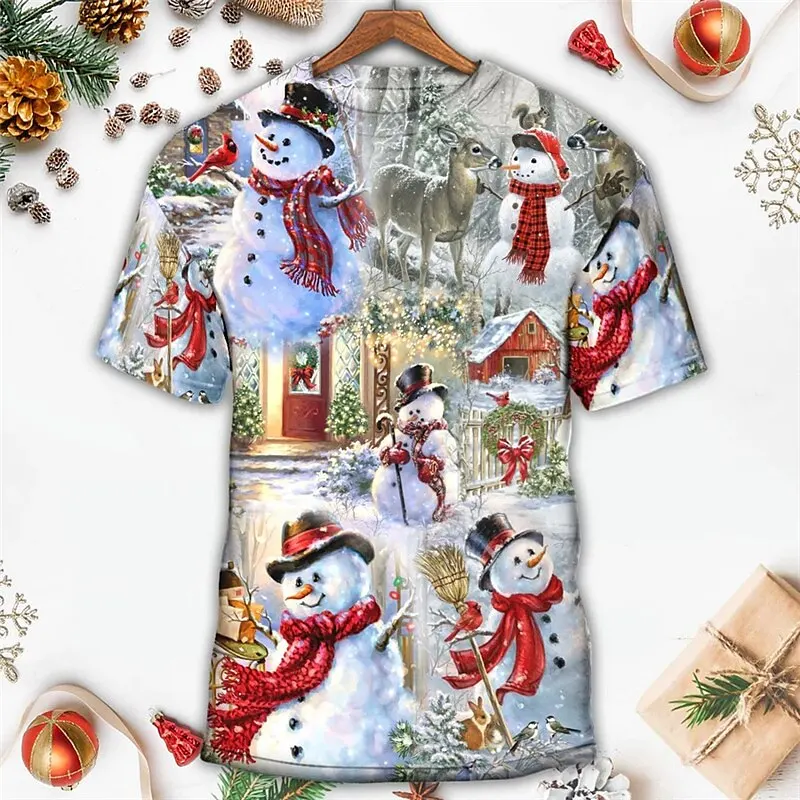 Top Trends: New T-Shirts For Men 3d Christmas Snowman Print Harajuku Short Sleeved Tops Summer Casual Men&#039;S Clothing Loose Oversized T Shirt Shoppable Styles