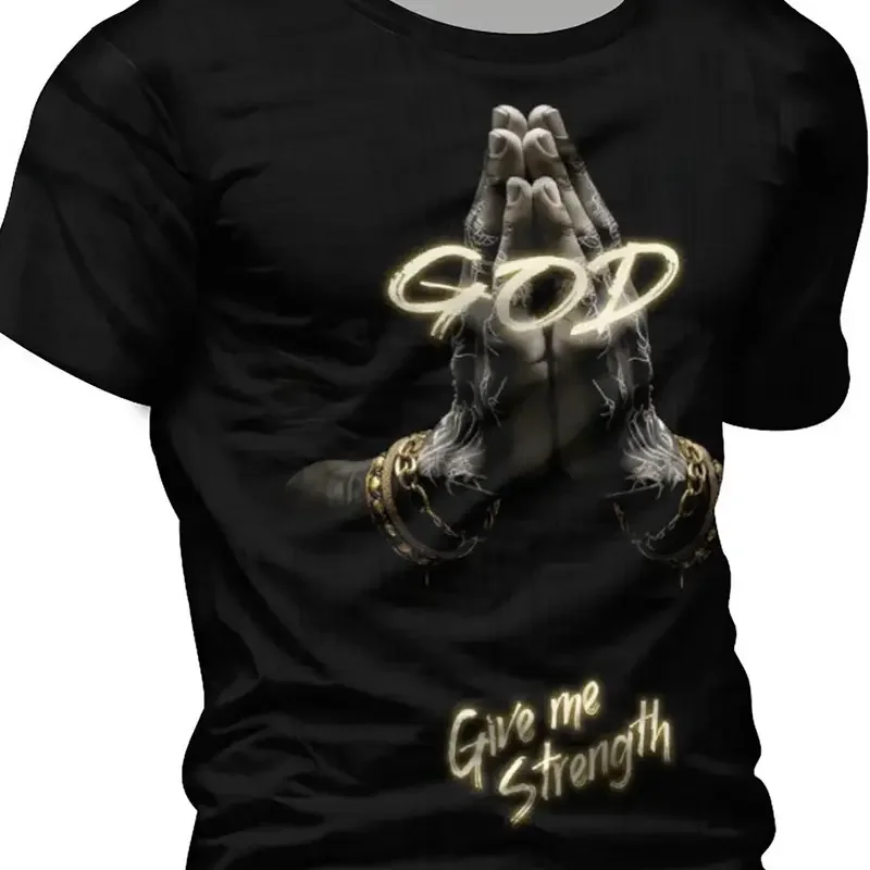 Top Trends: God 3D Digital Pattern Print Men's Graphic T-shirt, Causal Comfy Tees, Short Sleeve Pullover Tops, Men's Summer Outdoor Clothing Shoppable Styles