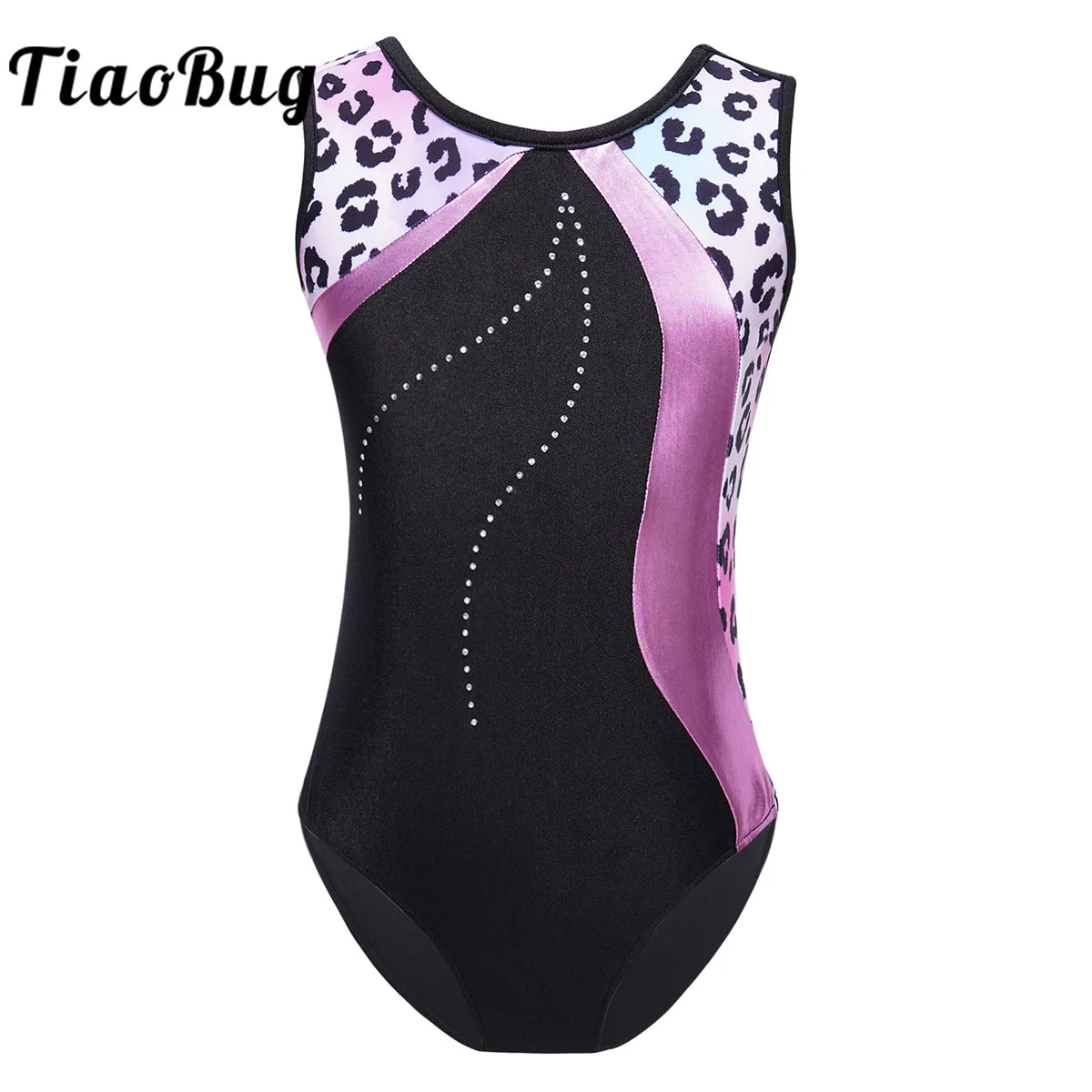 Top Trends: Kids Girls Rhinestones Ballet Dance Leotard Figure Ice Skating Gymnastics Bodysuit Dance Costumes Sleeveless Leopard Jumpsuit Shoppable Styles