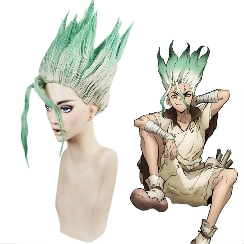 Top Trends: HAIRJOY Anime Dr.Stone Ishigami Senkuu Cosplay Wig Short Green Mix Synthetic Hair Props Shoppable Styles