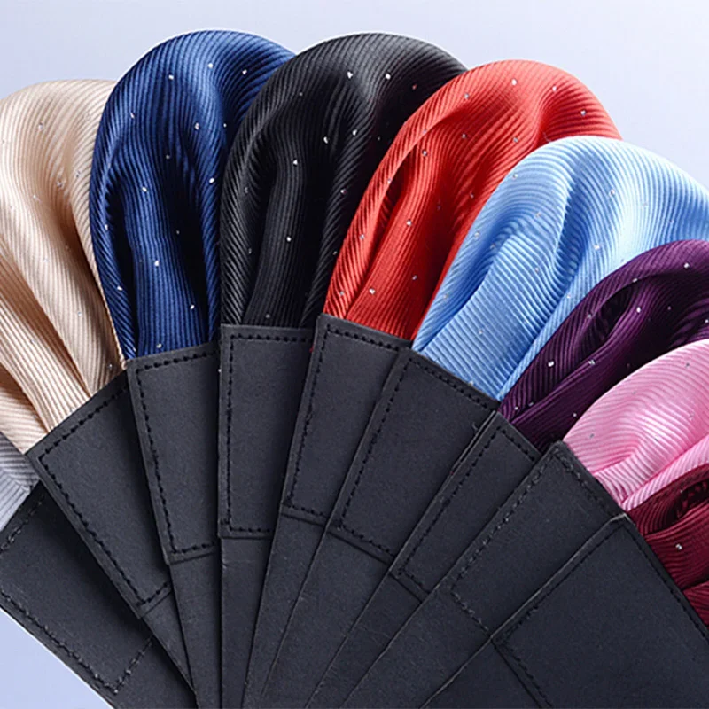 Top Trends: Men's Pre-folded Pocket Square Solid Polka Dots Handkerchiefs 17 Colors Gentleman Formal Wedding Party Business Chest Towel Shoppable Styles