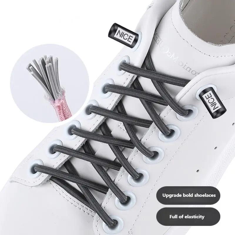 Top Trends: Quality No Tie Shoe Laces Elastic Laces Sneakers Round Shoelaces Without Ties Kids Adult Quick Shoe Lace Rubber Bands For Shoes Shoppable Styles