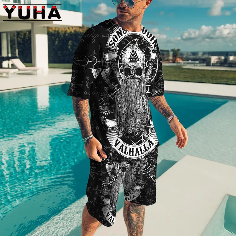 Top Trends: YUHA, Summer Men's Clothing T Shirt Sets 3D Terrible Skeleton Print Casual Shorts Tracksuit Male 2 Piece Suit Newest Short Sleev Shoppable Styles - Image 2