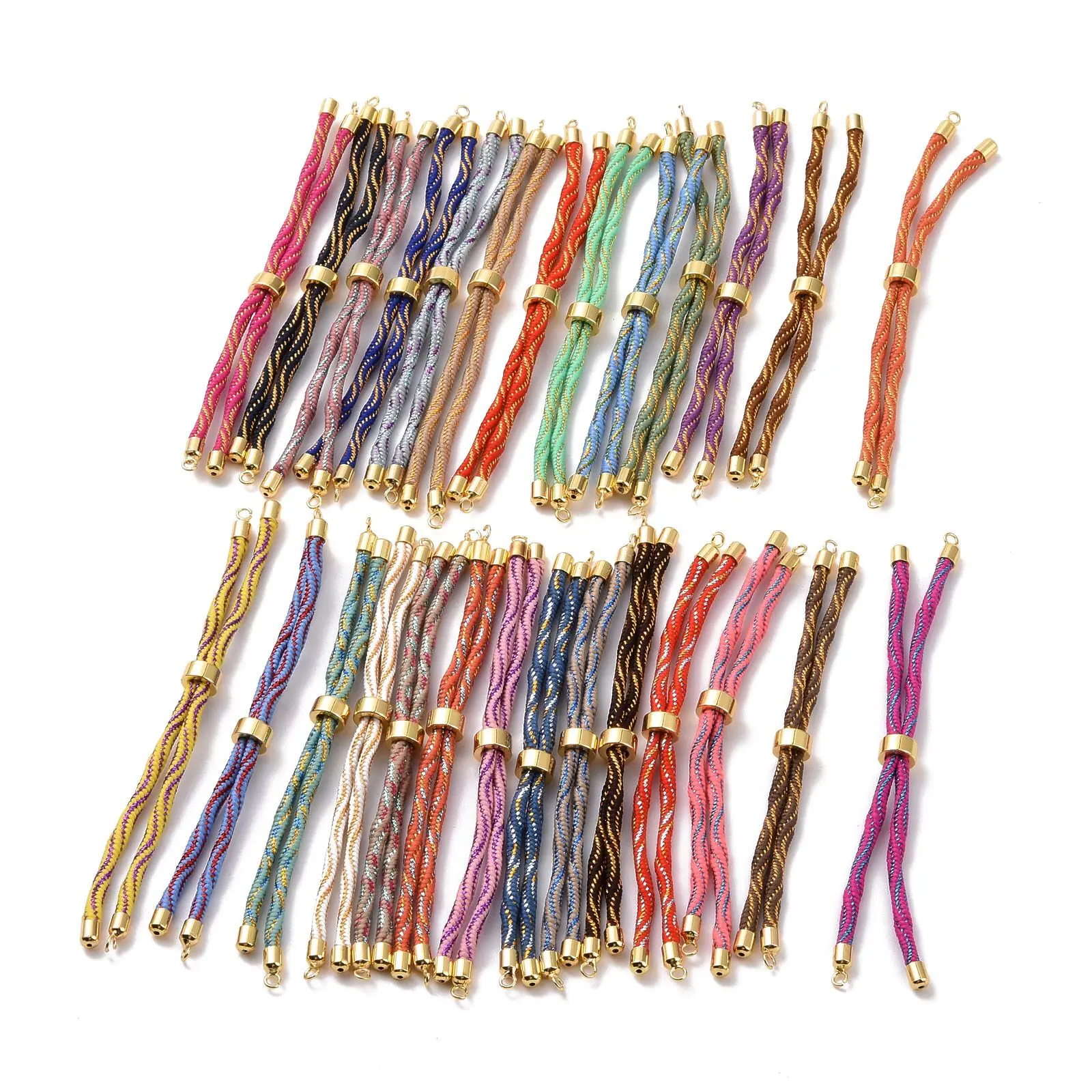 Top Trends: 20pcs Nylon Milano Cord Adjustable Slider Bracelet Random Mix Color DIY Connector Charms Bangle Jewelry Making 22~23cm Long Shoppable Styles