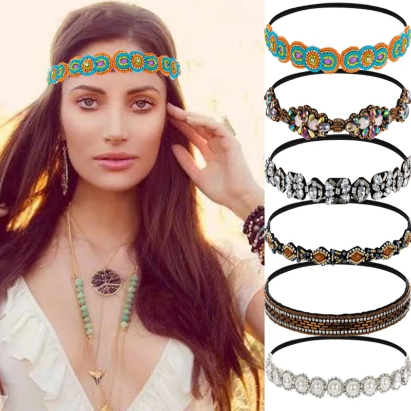 Top Trends: Girls Bohemian Hairband With Beads&Rhinestone Woman Headband For Wedding Party Shoppable Styles