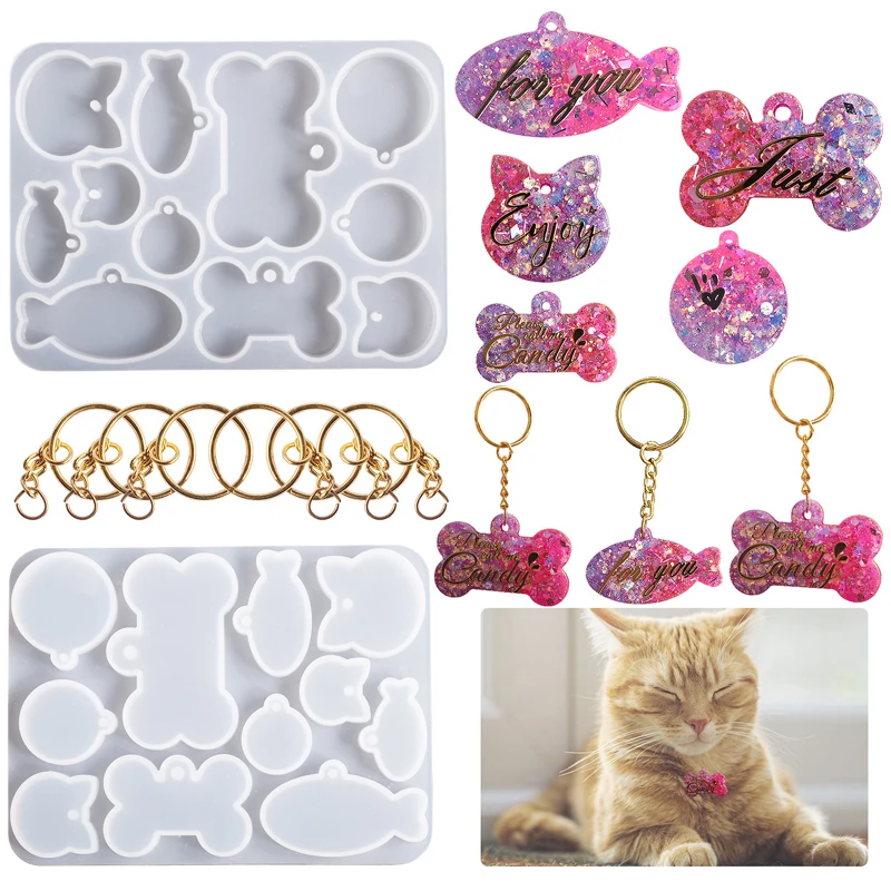 Top Trends: DIY Made Pet Tag Small Fish Bone Anti Loss Nameplate Pendant Silicone Mold Key Chain Backpack Pendant Resin Mold Shoppable Styles