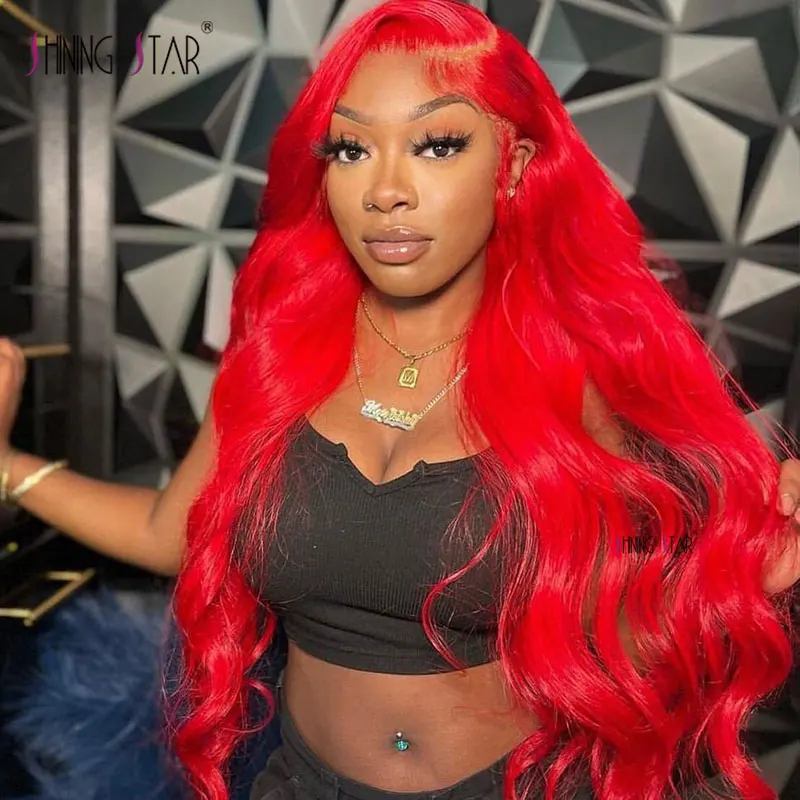 Top Trends: 13X6 Hd Lace Frontal Human Hair Wigs 34 Inch Red Colored Body Wave Lace Front Wig Burgundy Curly 13X4 Lace Front Human Hair Wig Shoppable Styles - Image 2