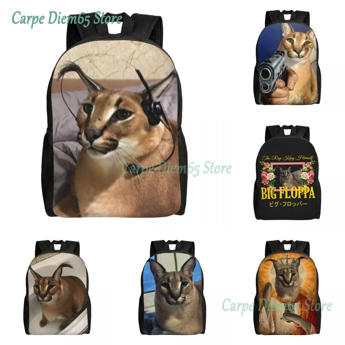 Top Trends: Big Floppa Backpack For Women Men Waterproof College School Funny Caracal Cat Bag Printing Bookbag Shoppable Styles