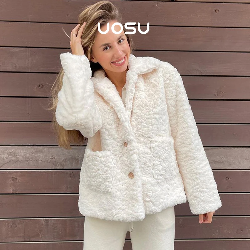 Top Trends: Pink Faux Rabbit Fur Coat Women Clothes 2023 Winter Fashion Thick Warm Fluffy Fur Coats Soft Plush Jacket Overcoats Outwear Shoppable Styles