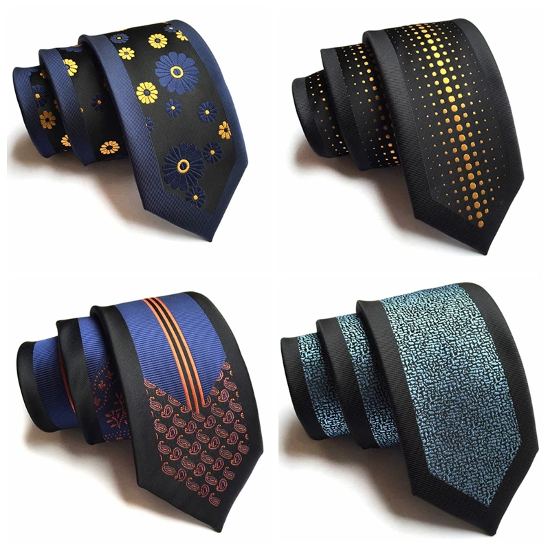 Top Trends: Black Neck Tie For Men Slim 6cm Necktie Plaid Dots Floral Pattern Business Silk Tie For Shirts Men Women Wedding Gravata Necktie Shoppable Styles