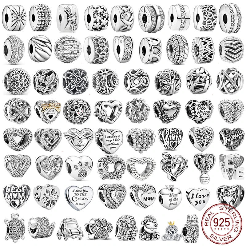 Top Trends: 925 Sterling Silver Heart Circular Animal Beads FIT Original Pandora Charm Bracelet Women DIY Fashion Silver 925 Jewelry Making Shoppable Styles