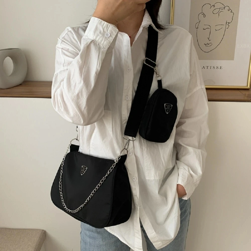 Top Trends: 2Pcs Retro Women Crossbody Bags Casual Style Chain Underarm Shoulder Bags Women High Quality Square Solid Bags Simple Handbags Shoppable Styles