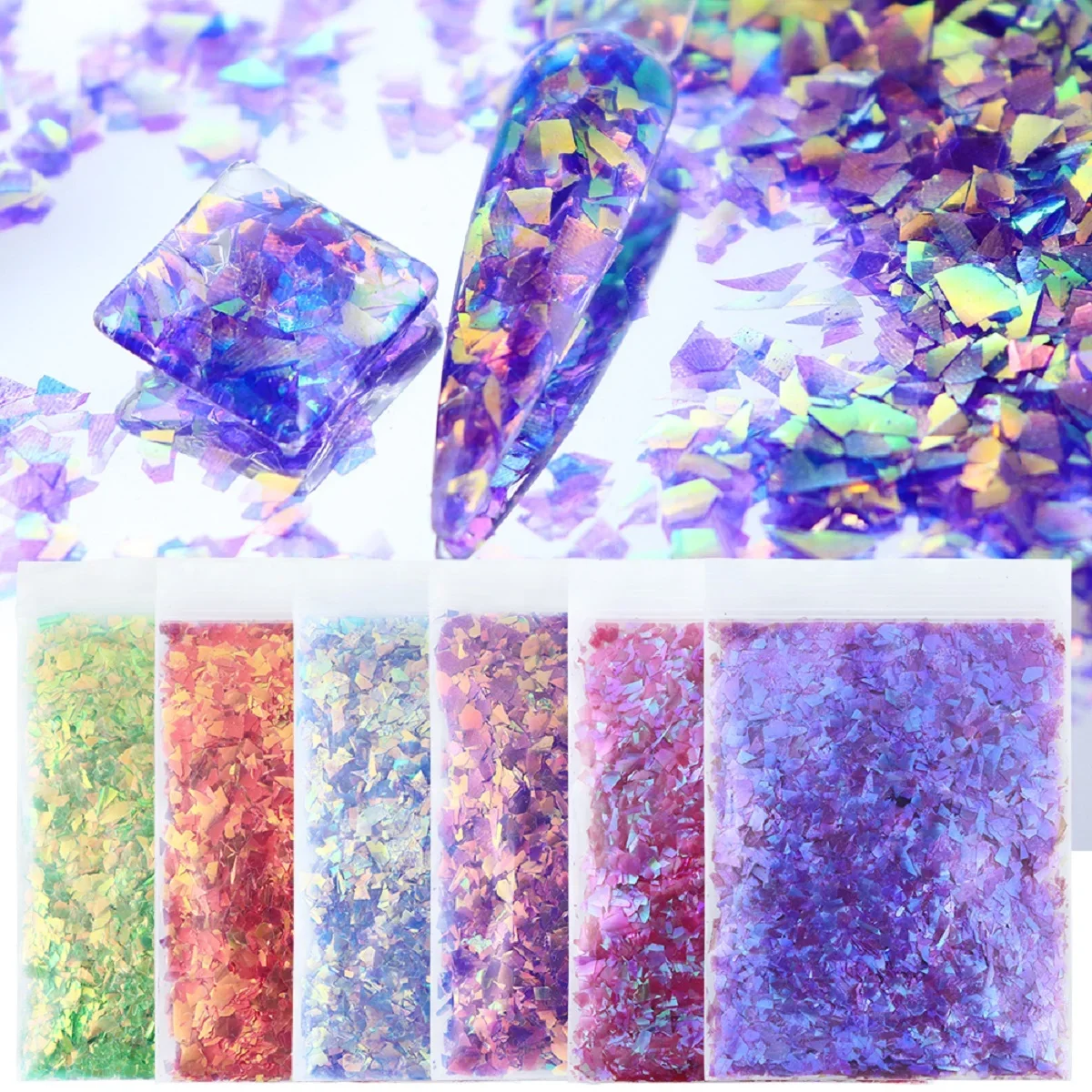 Top Trends: 10g Colorful Irregular Nails Glitter Flakes Shiny Mermaid Glass Sequins For Manicure DIY Design Nail Art Decorations Accessories Shoppable Styles