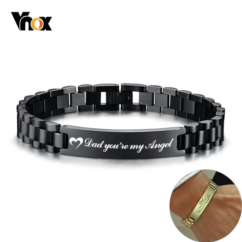 Top Trends: Vnox Personalized Heart Thanks Quotes To Dad Men Bracelet Stainless Steel Casual Gents Customized Meaningful Father's Day Gift Shoppable Styles