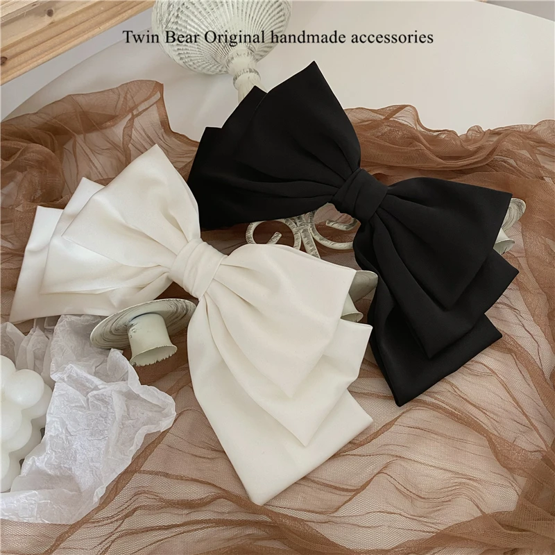 Top Trends: Fashion Solid Color Large Satin Bow Hairpins Barrettes For Women Girl Korean Hair Clip Hairgrip Headwear Hair Accessories Hot Shoppable Styles