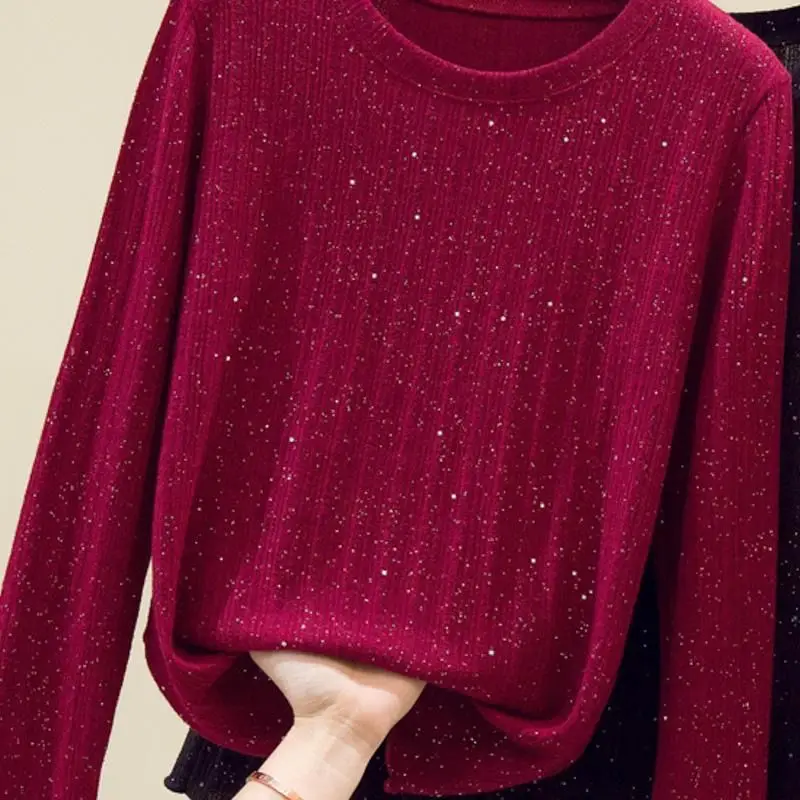 Top Trends: Spring And Autumn Women&#039;s Loose Pullover Round Neck Solid Fit Knitted Long Sleeve Underlay Fashion Casual Elegant Commuter Tops Shoppable Styles