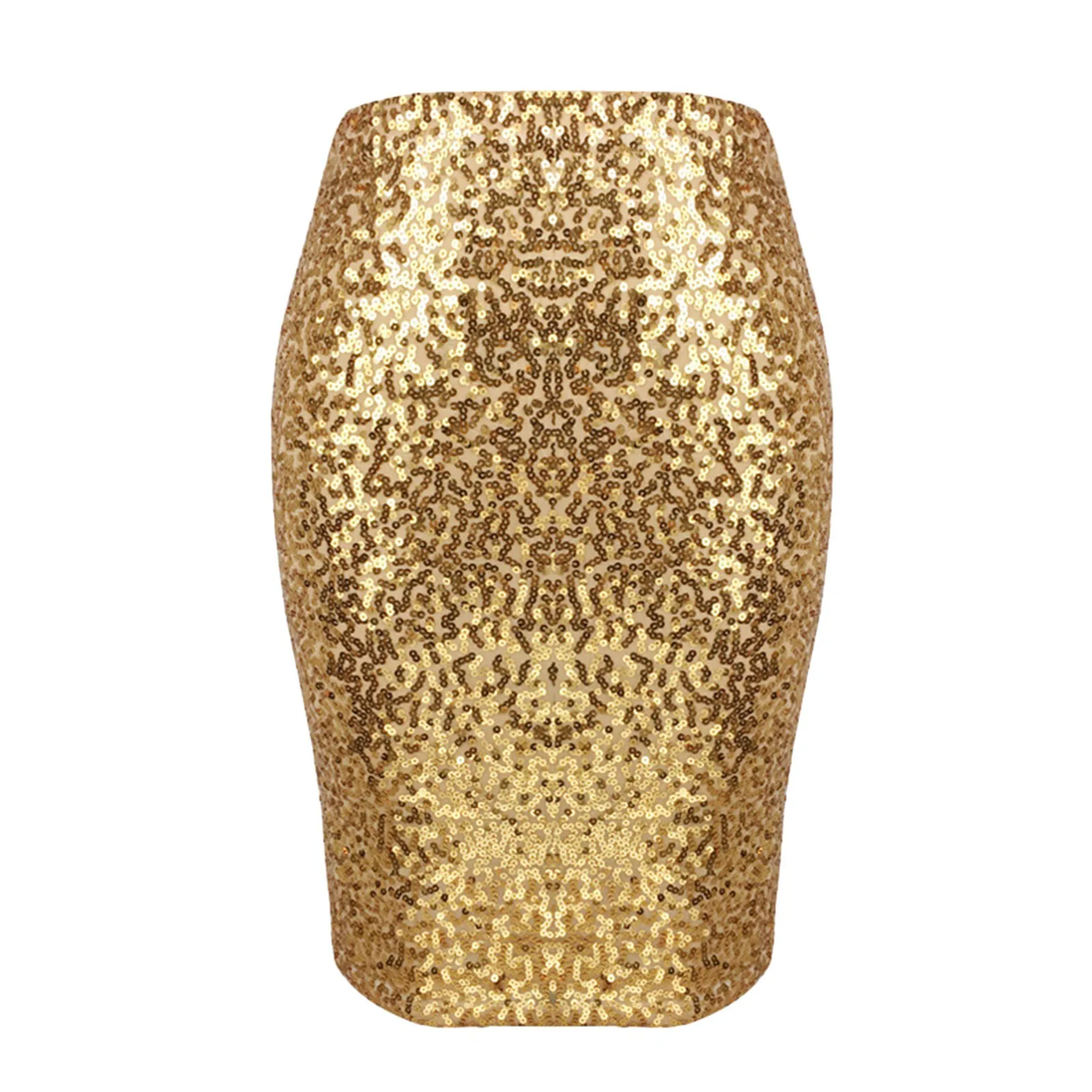 Top Trends: Sexy Shiny Sequin Skirt Women High Waist Glitter Gold Silver Stretchy Pencil Skirts Ladies Knee Length Casual Half Body Skirt Shoppable Styles