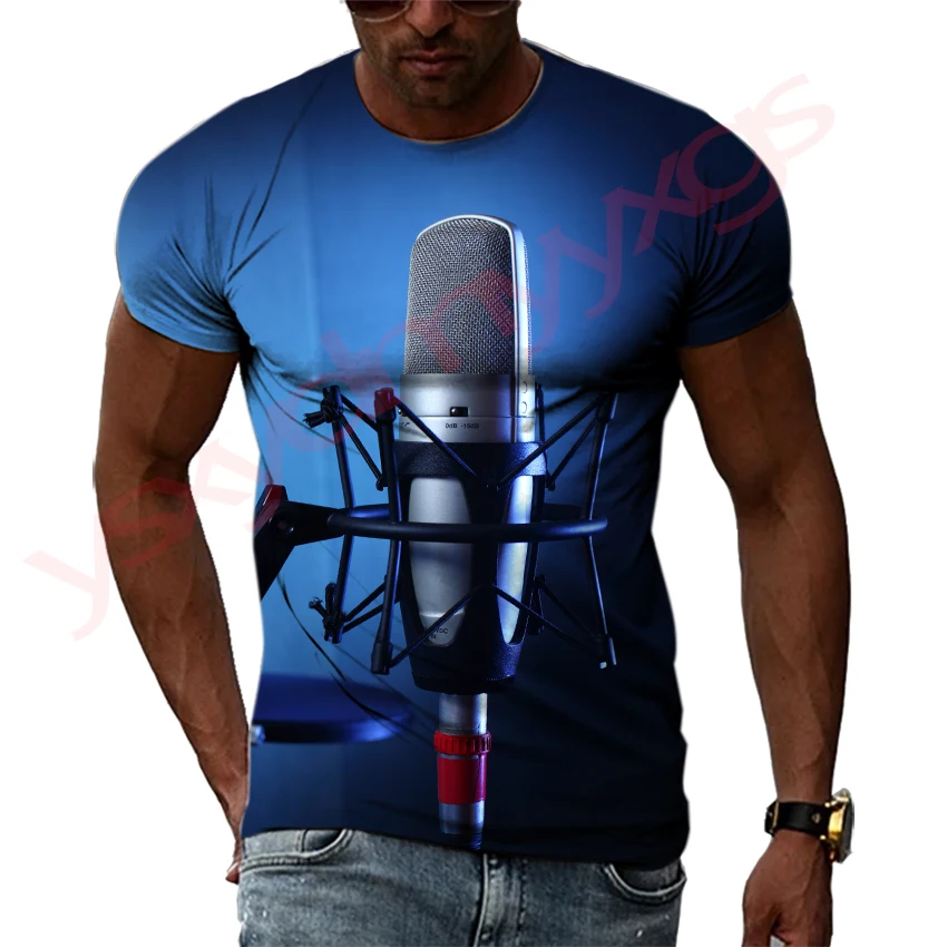 Top Trends: New Summer Leisure Fashion DJ Clothing Music Microphone Pattern Men T-Shirts 3D Print Hip Hop Tees Round Neck Short Sleeve Tops Shoppable Styles - Image 5