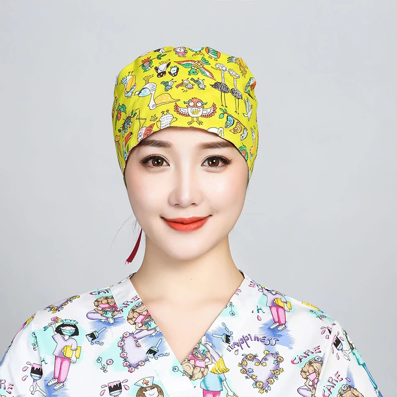 Top Trends: Cartoon Printed Nurse Cap Elastic Pet Hospital Surgeon Dentist Beauty Scrub Turban Hats Cotton Female Medical Surgical Adults Ca Shoppable Styles - Image 2