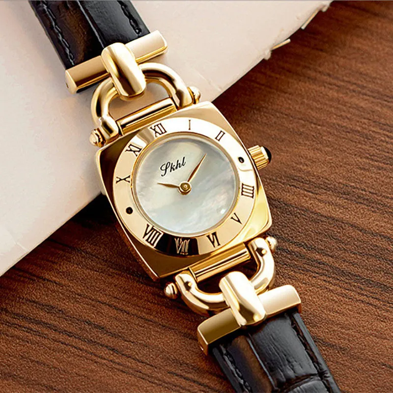 Top Trends: Woman Watch Fashion Retro Quartz Watch Genuine Leather Belt Waterproof Square Case Japanese Movement Ladies Watch For Schoolgirl Shoppable Styles