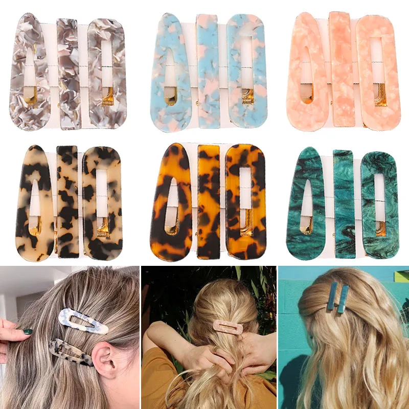 Top Trends: 1 / 2 / 3 PCS Women Fashion Leopard Acetate Geometric Hair Clips Vintage Hairpins Barrettes Hair Accessories All Match Hair Clips Shoppable Styles