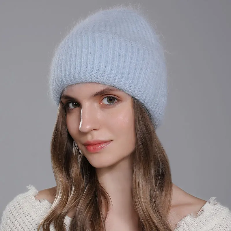 Top Trends: CNTANG 2023 Trend Women Hat Winter Warm Angora Long Rabbit Fur Beanies Knitted Cashmere Hats For Female Fashion Ladies Cap Shoppable Styles - Image 4