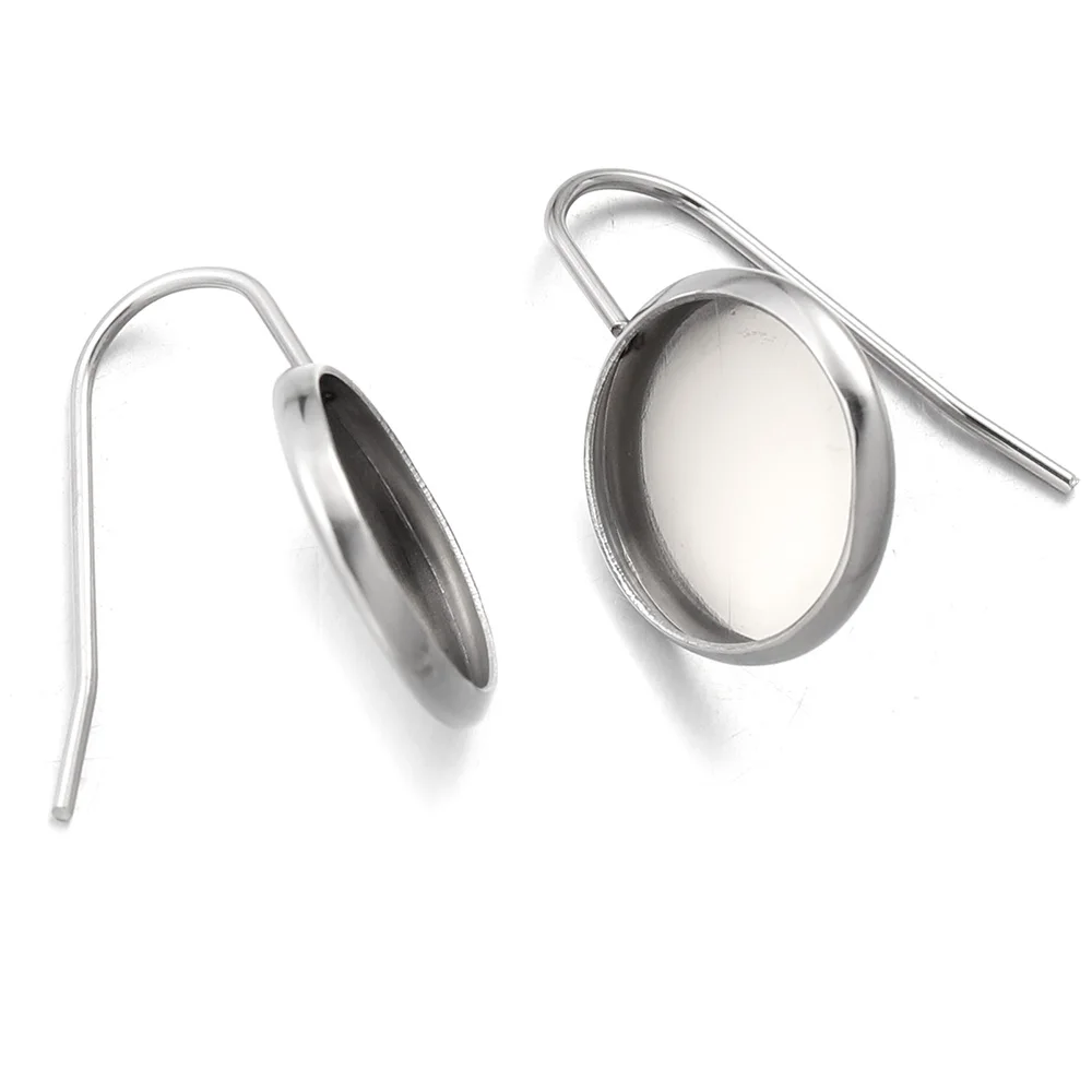 Top Trends: 10pcs 8 10 12mm Stainless Steel U Shape Earring Making Supplies Cabochon Tray Diy Ear Hook Back Blank Earring Base Resin Jewelry Shoppable Styles